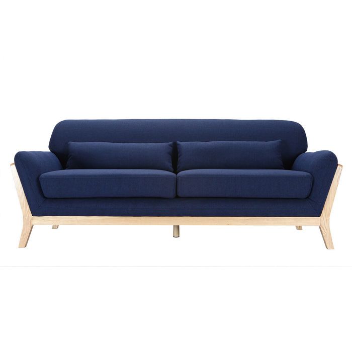 Canapé droit 3 places Bleu Design Confort