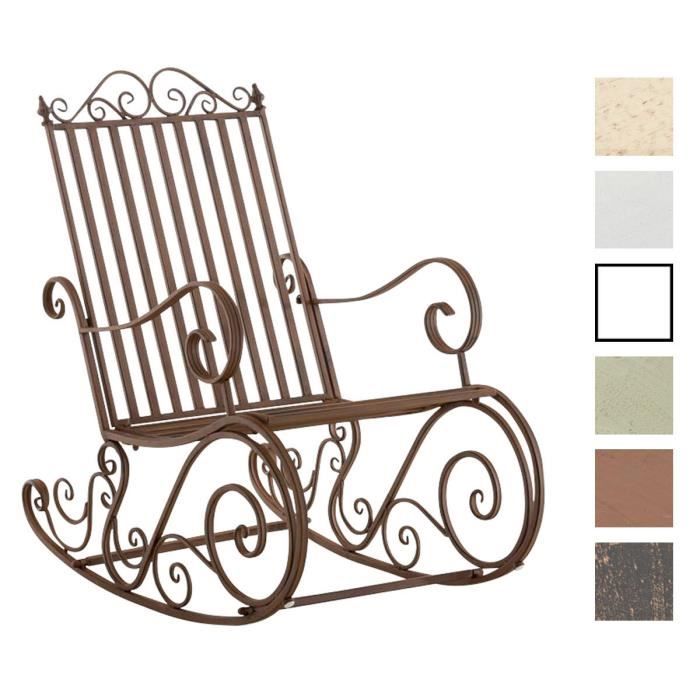CLP Fauteuil Bascule en Fer Forgé SMILLA, Chaise de Jardin, Style Bascule avec Dossier Haut et Accoudoirs, Hauteur Assise 33 cm,