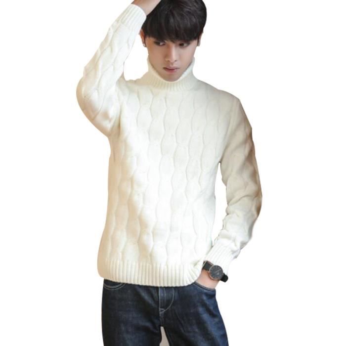 Pull col montant homme Pull Col roulé Pull automne et hiver Pull irlandais