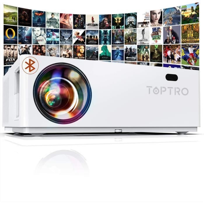 Vidéoprojecteur 5.0G WiFi Bluetooth 9000 lumens TOPTRO Native 1080P Full HD, Supporte 4K avec projecteur Zoom 300" et 60% Compatible