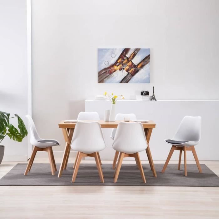 Chaise de salle à manger 6 pcs Blanc et noir