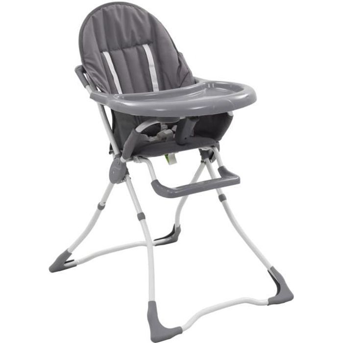 Chaise Haute pour Bébé de 6 Mois à 3 Ans Stable pour bébé Gris et blanc