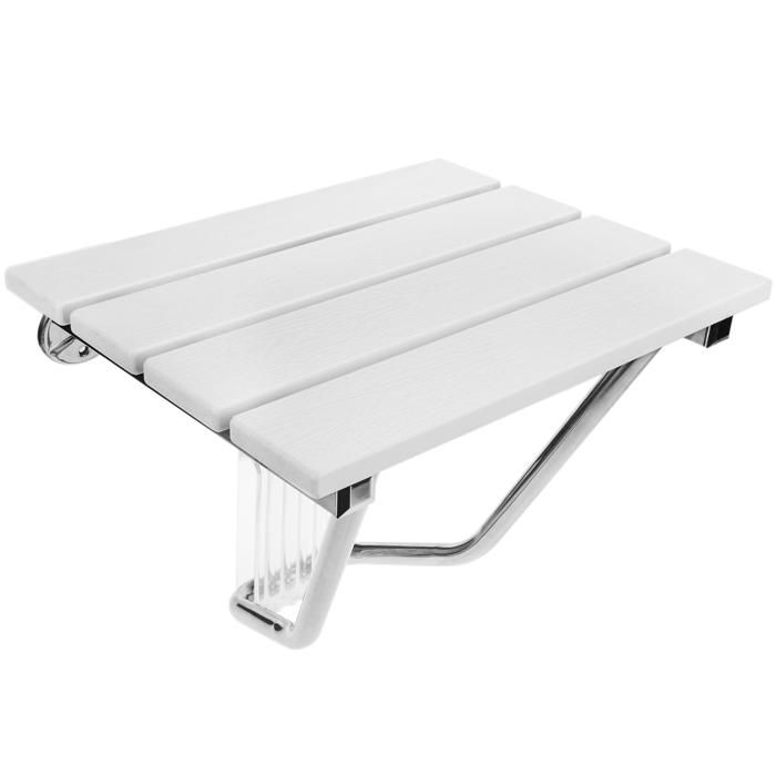 Siège de douche rabattable. Chaise pliante pour personnes âgées en plastique WPC et acier inoxydable 380 x 338 mm