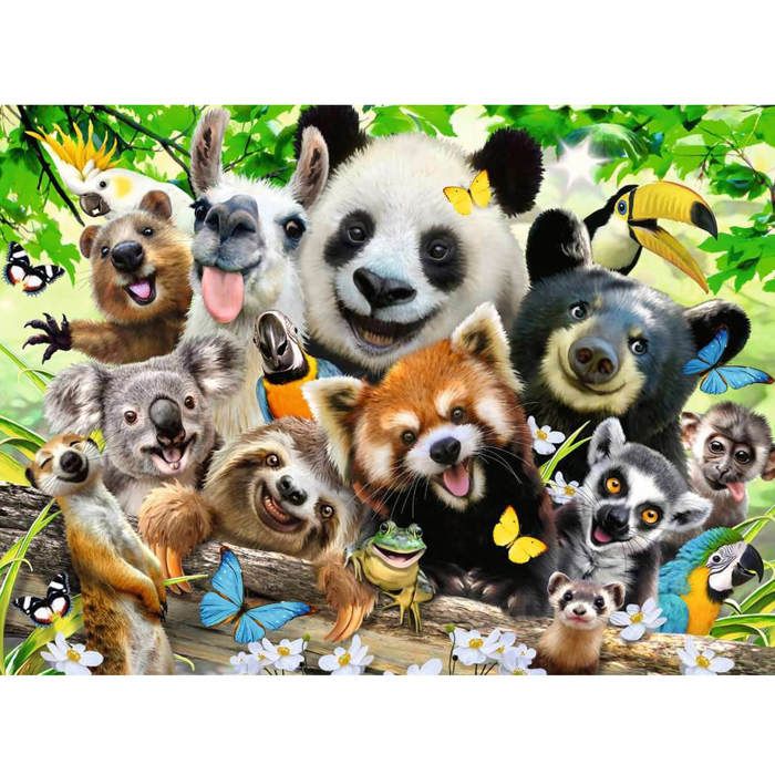 Puzzle 300 pièces XXL : Le selfie des animaux sauvages Coloris Unique