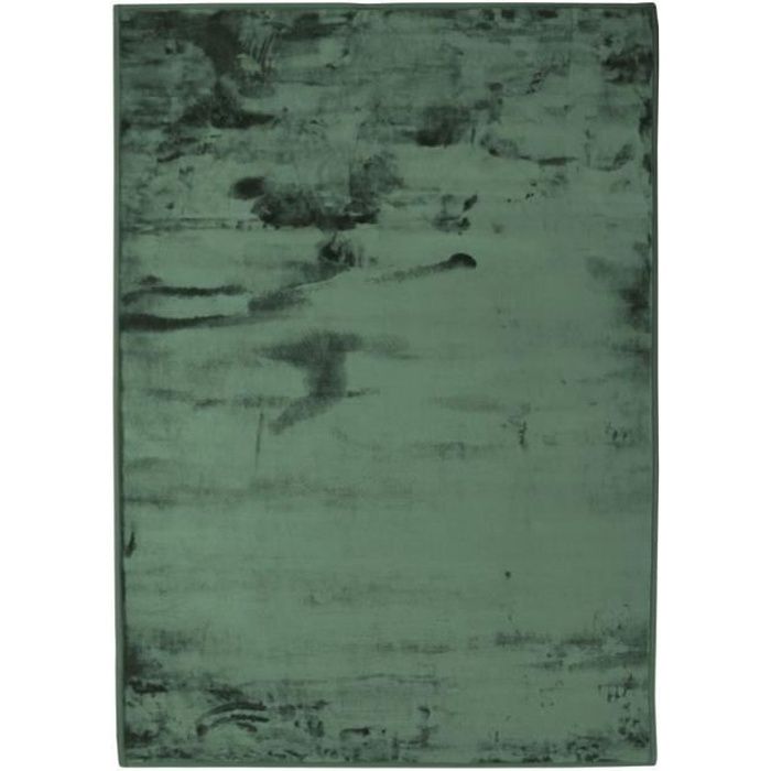 FLANELLE - Tapis extra-doux effet velours vert foncé 120x170