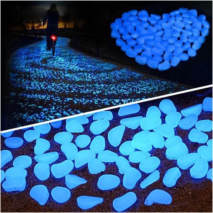 100Pcs Pierre Lumineuse pour Jardin Extérieur Aquarium Passerelles Piscine (Bleu)