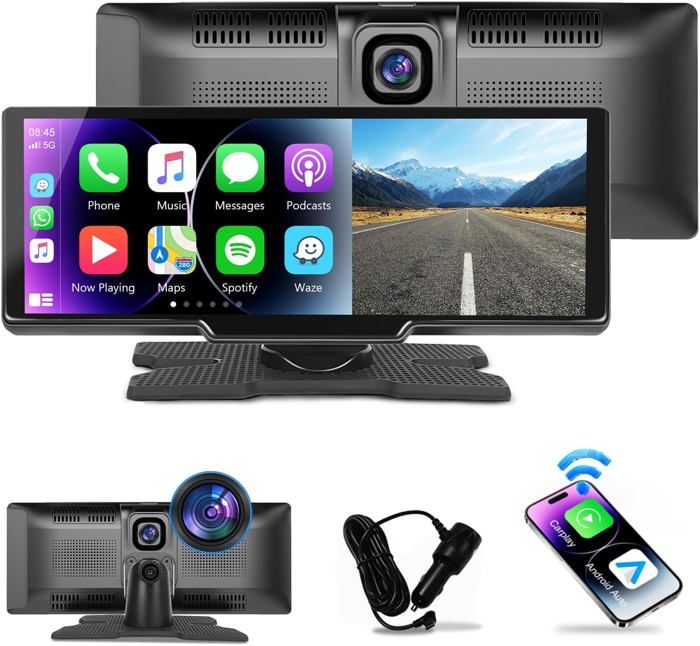 9,3 pouces + caméra frontale sans Fil carplay Android Auto Portable