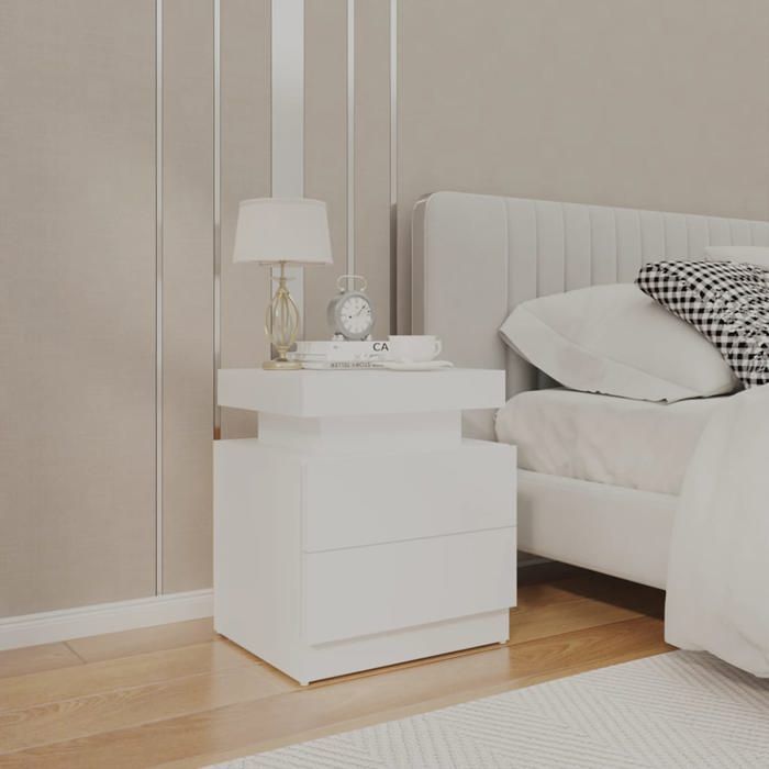 Table de chevet Armoire de lit - Design Classique - Blanc 45x35x52 cm Aggloméré MEUBLE561142