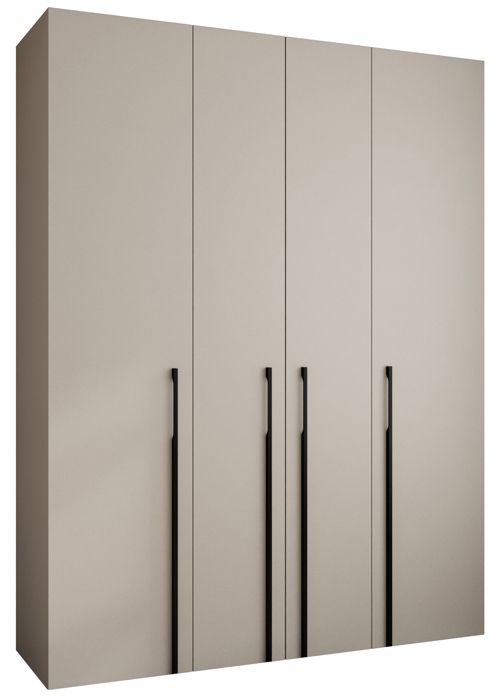 Armoire COMO 4 Portes - Grande Garde-robe De Rangement 245,5x170x50 Cm, Blanc/noir, Design Contemporain, Pour Chambre Adulte Ou Ado