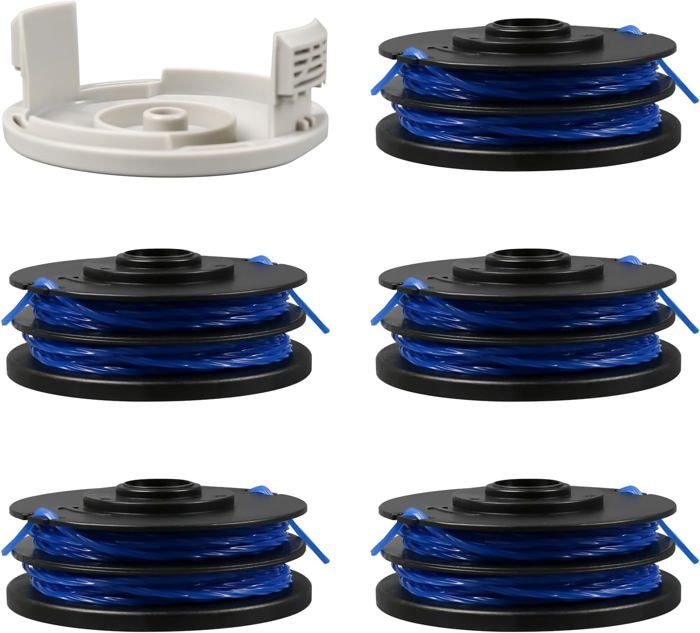 Lot De 3 Têtes De Coupe (bobines) + 1 Capot Pour Débroussailleuse Ryobi RAC123 – Compatible RLT4027, RLT5027, RLT6030 – Fil Nylon 1,5mm X 8,3m