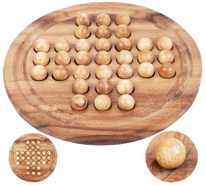 Jeu de réflexion - ENGELHART - 350470 - Solitaire en bois - 33 billes - Taille L