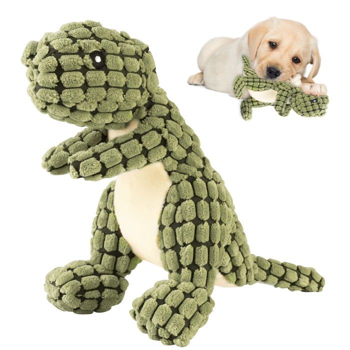 Meilleurs prix pour Mignon Jouet pour chien Robustdino indestructible et robuste, jouet en peluche couineur pour chien pour mâcheurs agressifs (vert)11