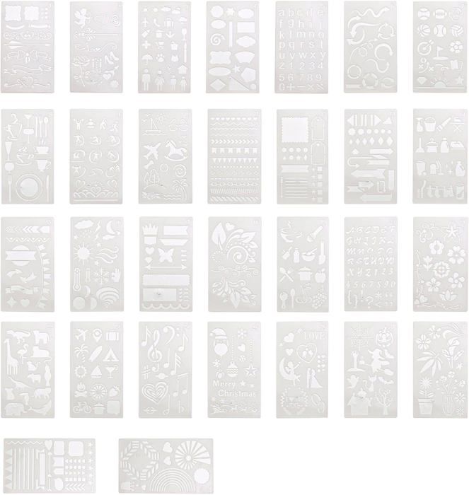 Kit De 3 Pochoirs Réutilisables Pour Bullet Journal - Modèles Créatifs A5 - Pour Scrapbooking Et Planification