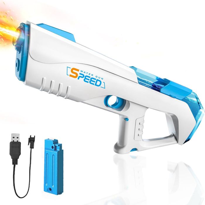 Pistolet à Eau électrique Puissant - Réservoir 434 Ml + 2 Recharges 58 Ml, Portée 8-10 M, Rechargeable USB - 7