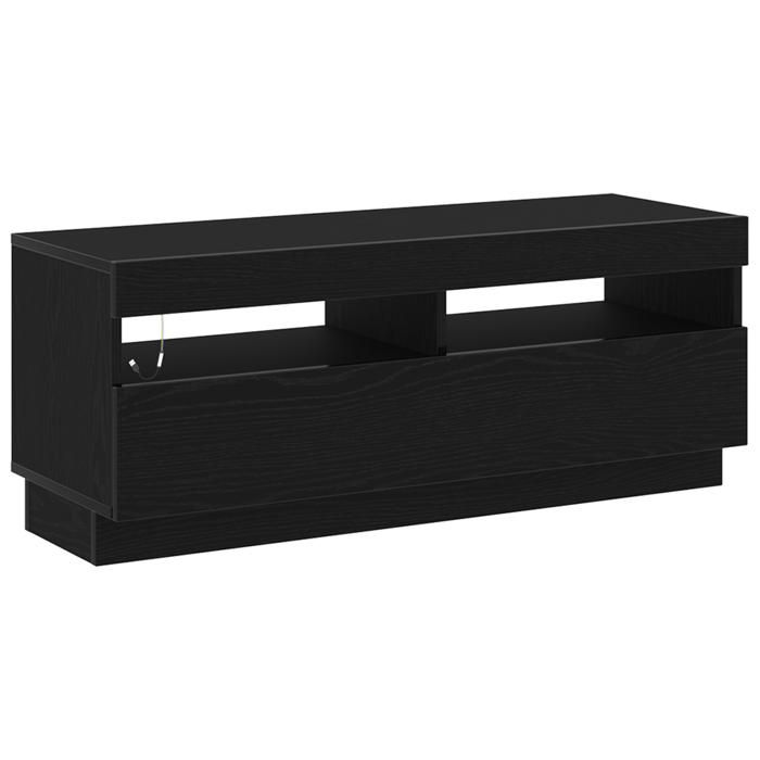 PROMOTION Meuble TV - Scandinave - avec éclairage LED - chêne noir 100x35x40 cm - Bois dingénierie 62820 - BestMeuble