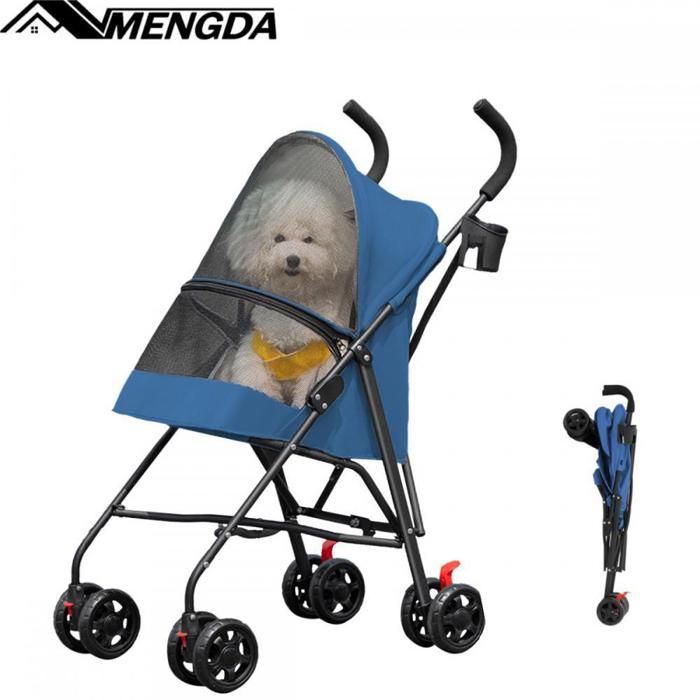 Comparer les prix de Poussette pour animaux de compagnie-MENGDA-Pliable-Avce Porte-Compact et léger-Conception en maille-Bleu
