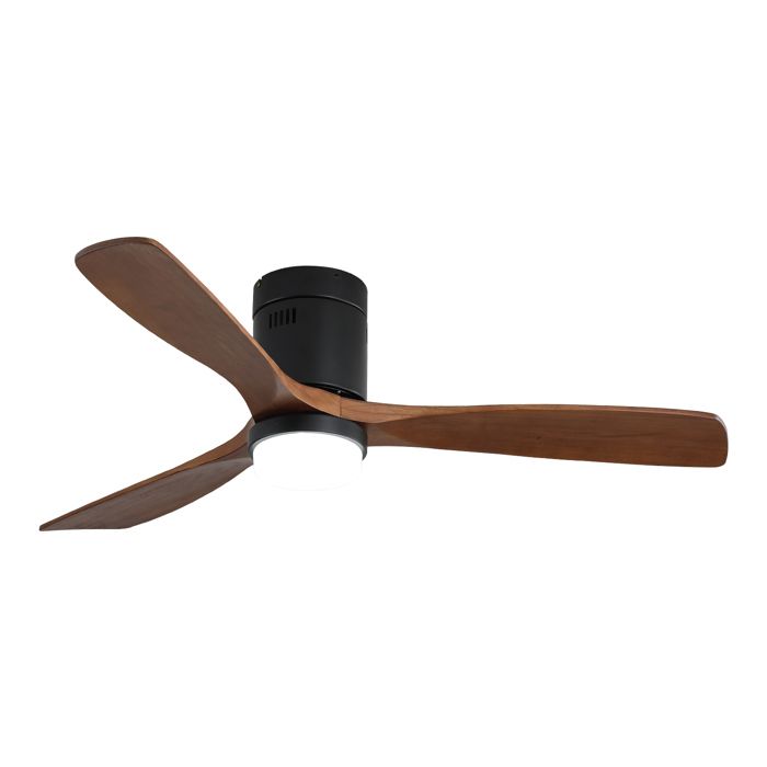 Plaque épaissie52 Inch Indoor Ceiling Fan With Lights 3 Solid Wood Fan Blade Noiseless Reversible Motor Remote Control With Light - Zynthorixzz