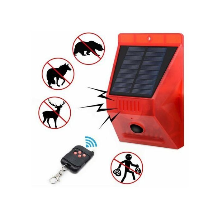 Alarme sirène solaire fort son 129dB stroboscope avec télécommande Capteur de mouvement de contrôle pour Home Farm Villa en plein a