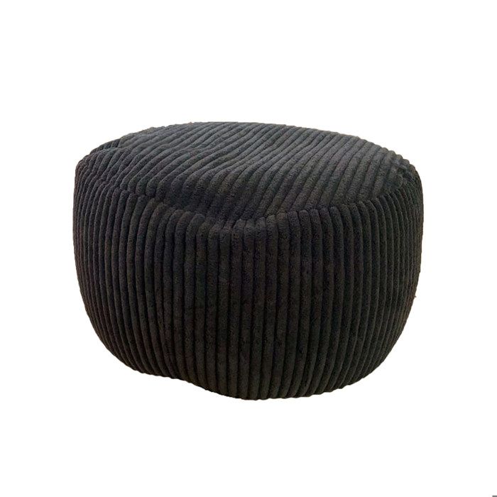 Pouf Relaxdays cord H x D : 35 x 50 cm remplissage en polystyrène coussin de sol rond tabouret pouf noir