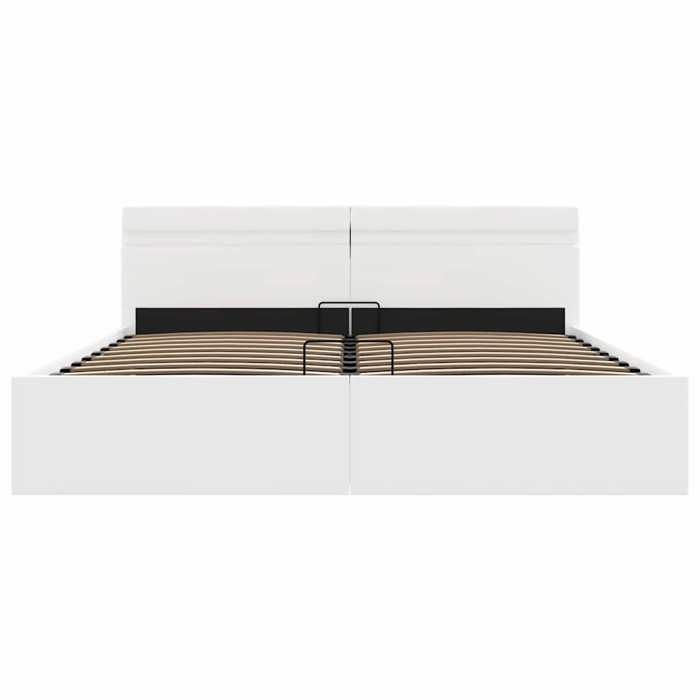 2 Place Cadre de lit - BURKE - Lit double - à rangement hydraulique - sans matelas - avec LED - LE48