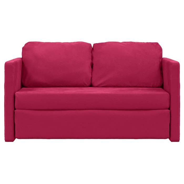 Promotion janvier Canapé-lit Convertible - CLARENCE - 2 en 1 - rouge bordeaux 122x204x55 cm velours CC457
