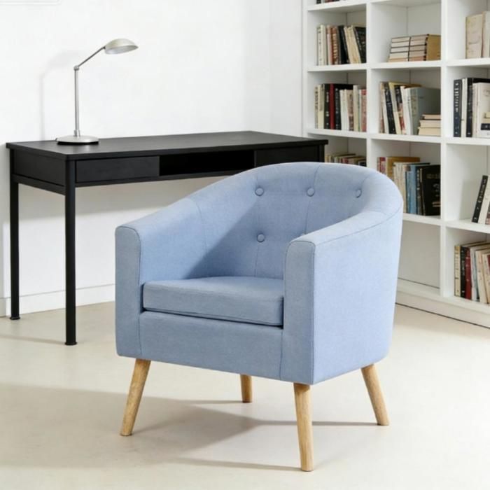 MIPAN. Fauteuil Retro en Baroque Canapé 1 Place avec Pieds en Bois avec accoudoirs et Dossier pour Chambre et Salon - Bleu