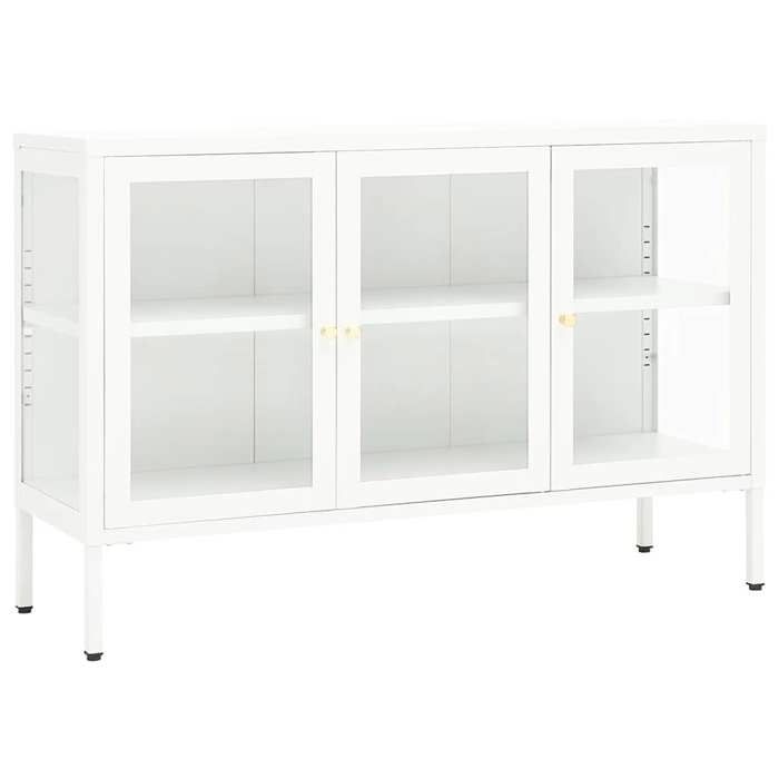 SALE 2026Buffet de cuisine - Placard vaisselier - WINWIN - Cabinet bahut Blanc 105x35x70cm Acier et verre 27.84 Kg 5580223
