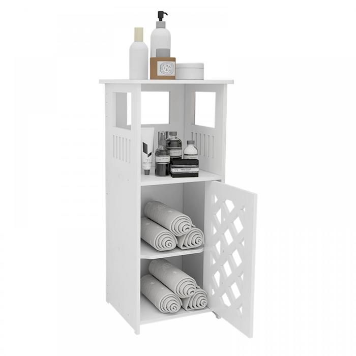KEDIA Meuble de Rangement pour Toilettes 24*22*56cm Blanc Armoire de Salle de Bain Colonne avec Placard et étagères Réglables
