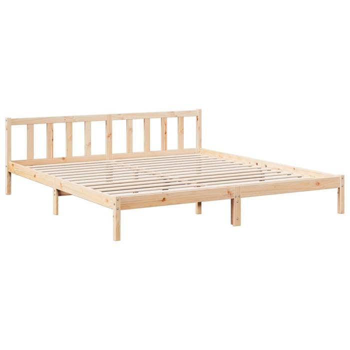 (En Promotion)Lit 2 PERSONNES 180x210cm Cadre de lit Contemporain extra long sans matelas 180x210cm bois massif pin L849871