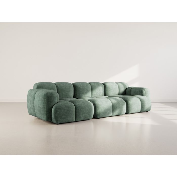 Grace - canapé modulable 3 places en velours texturé - Vert