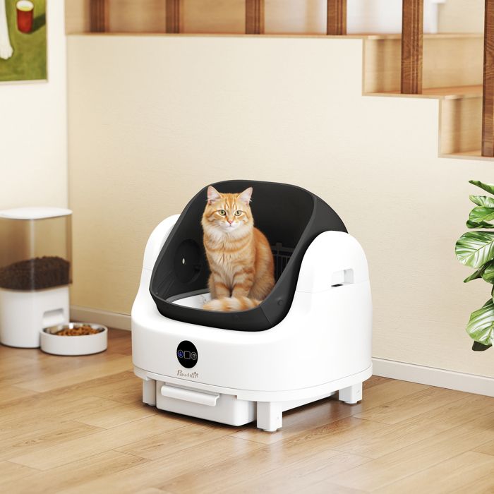 Litière chat autonettoyante bac à litière pour chat automatique ouvert isolation des odeurs/protection de sécurité blanc