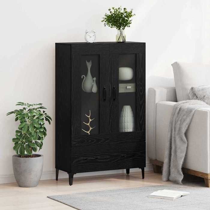 2026 dété@ Haut Armoire Contemporain - Highboard/Commode haute/Vaisselier - avec tiroir Chêne noir 70x31x115cm LH7633