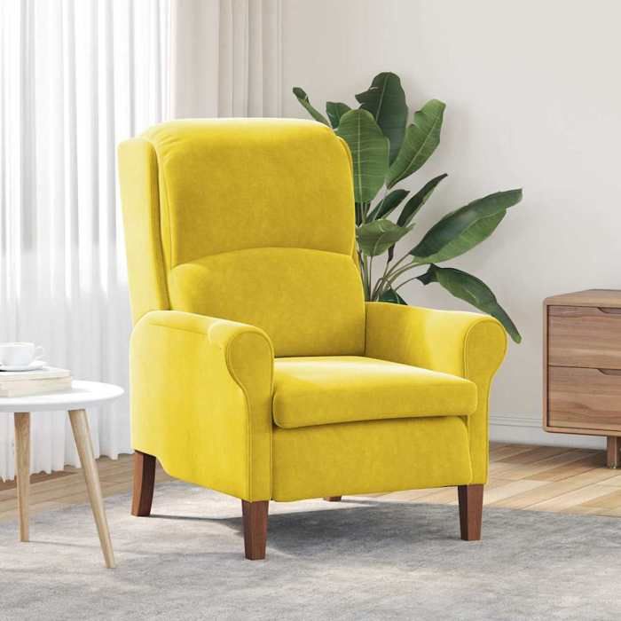 Jaune Fauteuil simple Magnifique fauteuil Jaune Velours 76x94x102cm CL8395216