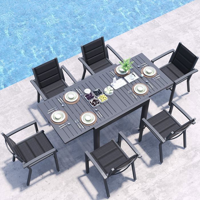 Table de Jardin Extensible en Aluminium | 200kg Fermé / 150kg Ouvert ...