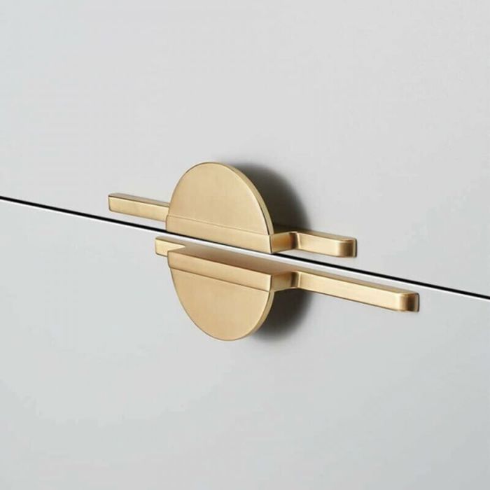 Poignée de meuble dorée - Unbrand - 2 pièces - Entraxe 64 mm - Aluminium laiton brossé - Longueur 190 mm - Hauteur 22 mm