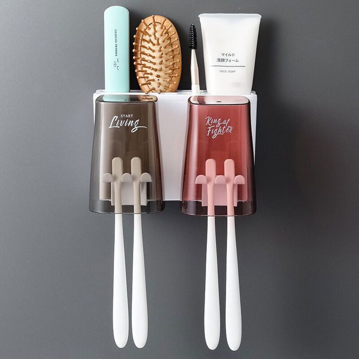 Porte Brosse à DentsPorte Brosse à Dents Mural pour Salle de Bain Porte Brosse à Dents de Douche écologique et Durable sans Perç
