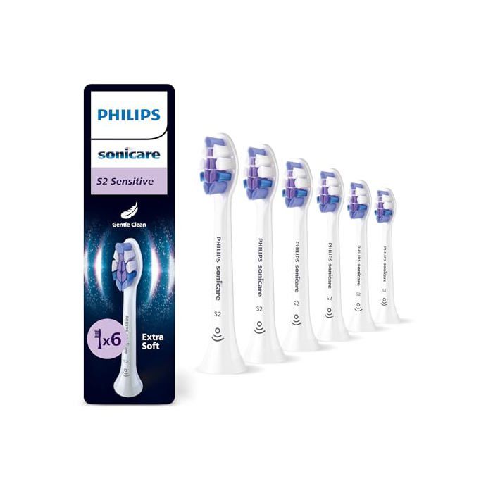 Tête de brosse - PHILIPS - Sonicare S2 Sensitive (HX6056/87) - Lot 6 - Pour gencives sensibles - BrushSync compatible