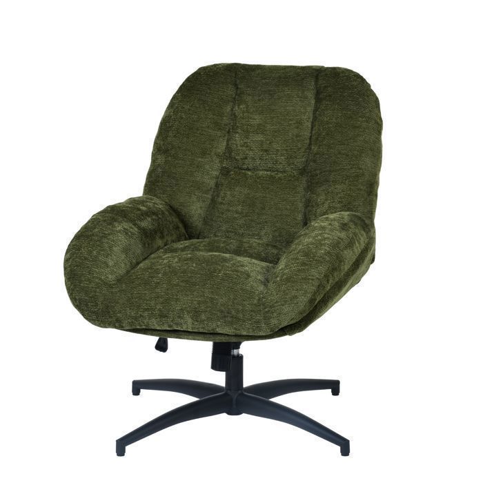 MEUBLES COSY Fauteuil de bureau pivotant scandinave avec accoudoirs en tissu chenille réglable vert - LITHOPS