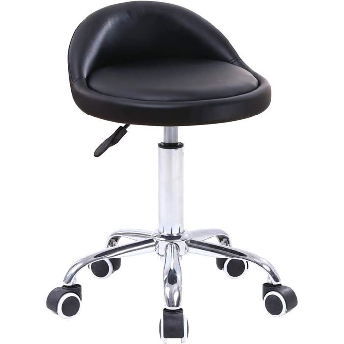 Tabouret À Roulettes Réglable En Hauteur 46-62Cm Noir[IN25]