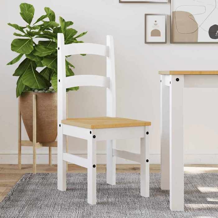 Meilleure MEUBLE Chaises à manger lot de 2 blanc 40x46x99 cm bois massif de pin&01_1962