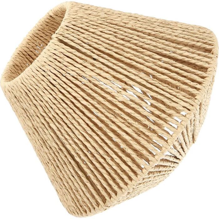 Abat-jour rustique en corde de paille beige diffuseur tissé qui adoucit la lumière idéal salon