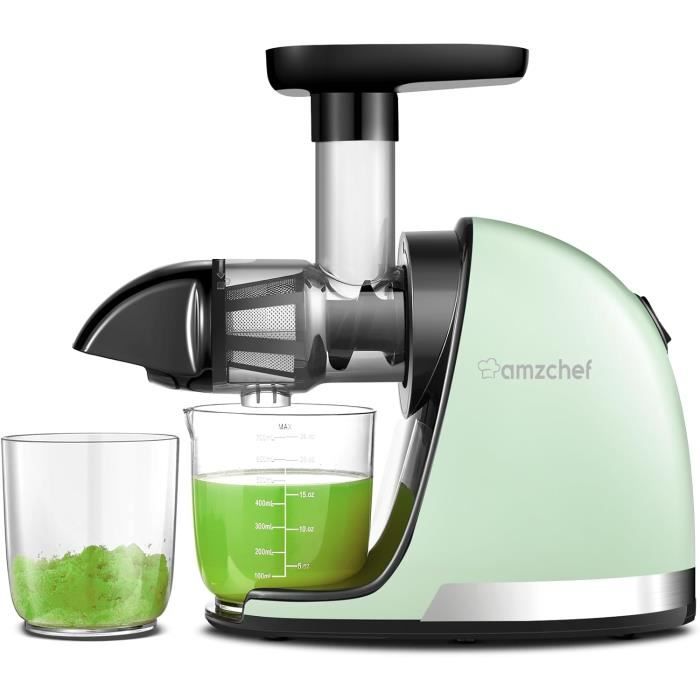 Extracteur de Jus - AMZCHEF - Modèle ZM1501 - Fonction de Mastication Inversée - Vert - Sans BPA - Amzchef
