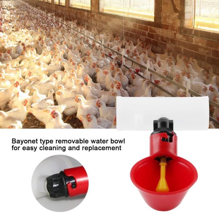Kit 5 Abreuvoirs Automatiques Rouges Pour Poules - Polypropylène Anti-fuite - Pour Volailles Et Basse-cour - 11