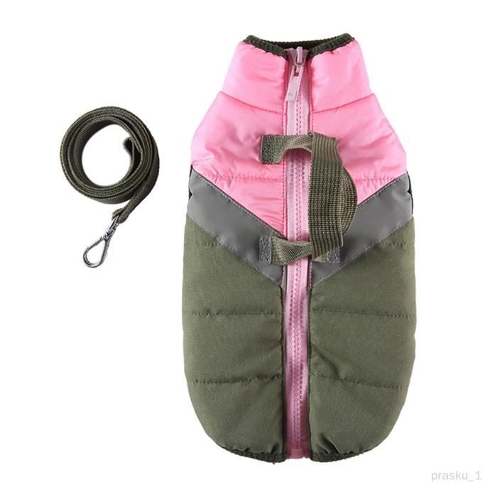Manteau chaud pour chien Fournitures pour animaux de compagnie Rembourré réfléchissant Épaissir à fermeture éclair Vert foncé