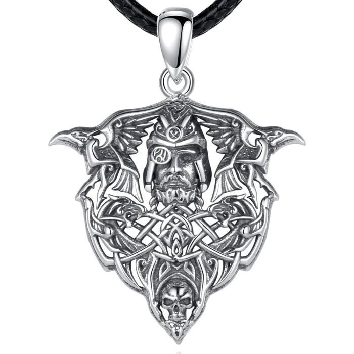Collier Viking En Cuir Avec Rune Algiz - Bijoux Unisexe Fait Main En Allemagne