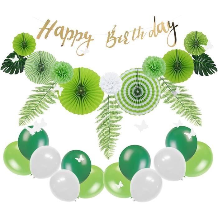 Ballons Confettis Anniversaire Thème Jungle Tropicale - Lot De 5 Ballons 30.5cm Avec Feuilles - Décoration Fête