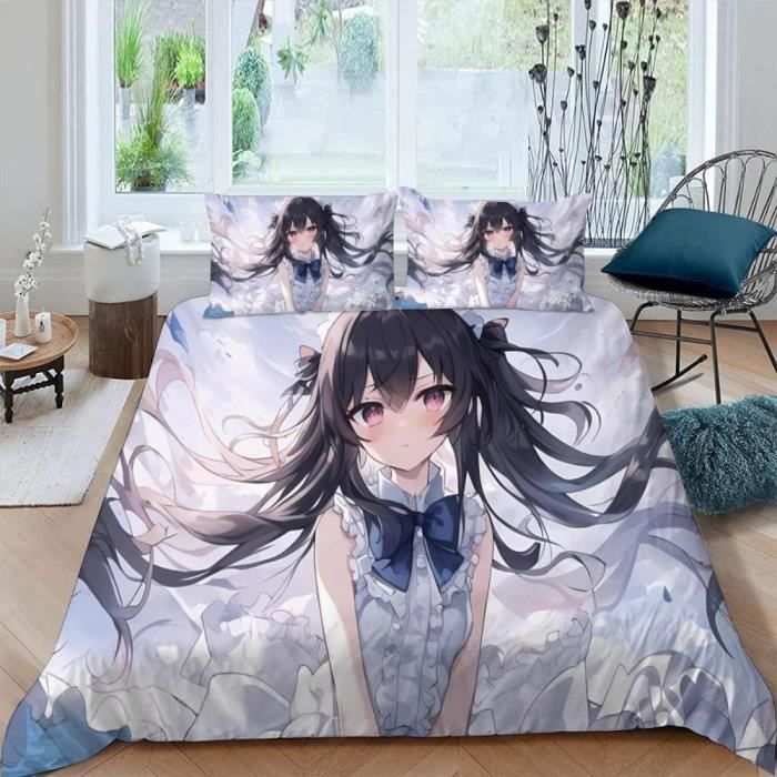 3D Manga Japon Parure De Lit 2 Personnes Fan Anime Otaku Housse De