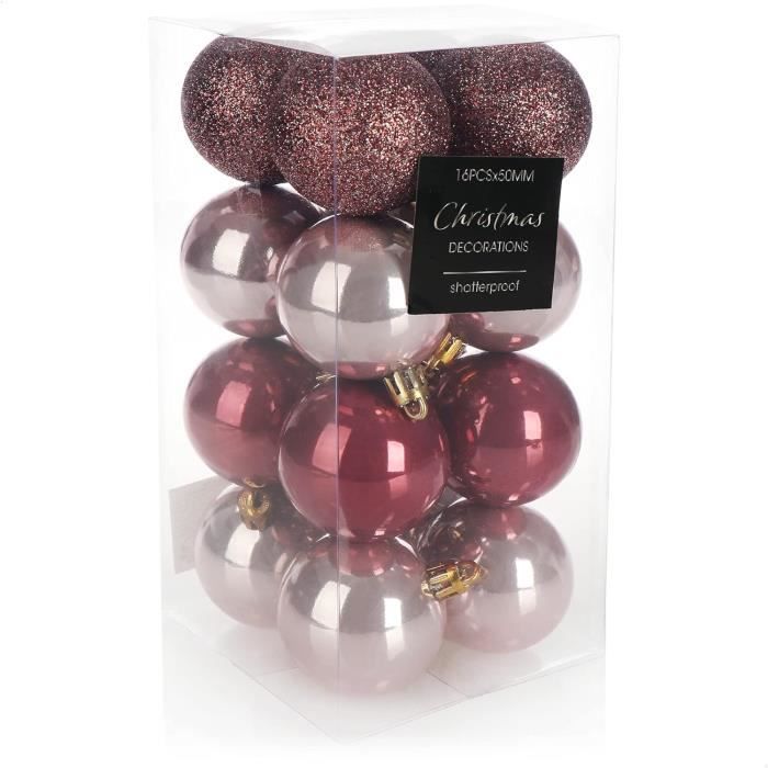Boule De Noel Rose Christmas Concepts 8 X 60mm Red Glitter En Forme De Coeur D'arbre Boule De Noel Rose Pale