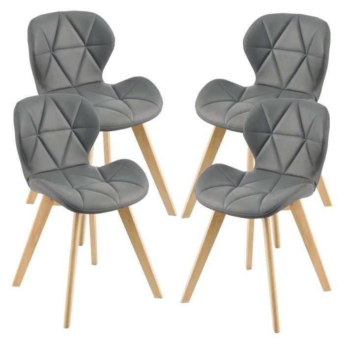 Lot de 4 chaises similicuir 81 x 57 x 49 cm gris 03_0006775 Lot de 4 chaises similicuir 81 x 57 x 49 cm gris 03_0006775
