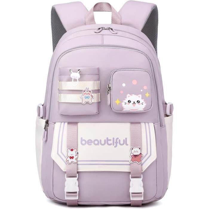 Sac à Dos Scolaire Fille CE2 - Léger, Imperméable, Grande Capacité Avec Sangle De Poitrine 6-9 Ans - 9